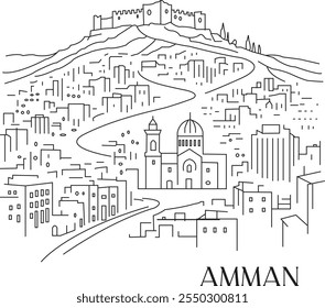Amman City Line Draw Free Vector