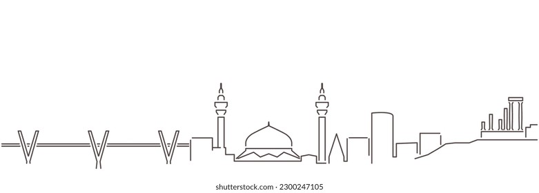 Amman Dark Line Simple Minimalist Skyline With White Background