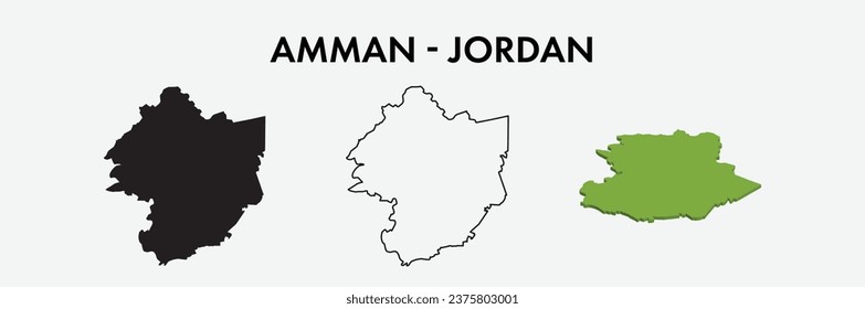 Amman Jordan Stadtplan setzt Vektorgrafik-Design einzeln auf weißem Hintergrund. Konzept der Reise und Geografie.