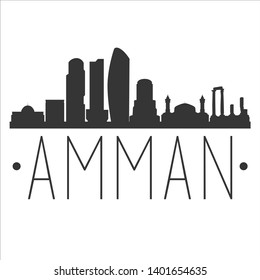 Amman Jordan. City Skyline. Silhouette City. Design Vector. Famous Monuments.