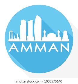 Amman Jordan Flat Icon Skyline Silhouette Design City Vector Art.