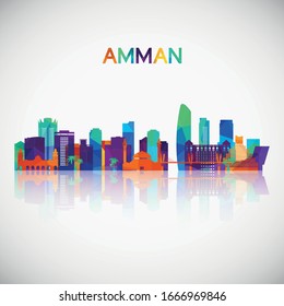 Amman skyline silhouette in colorful geometric style. Symbol for your design. Vector illustration.