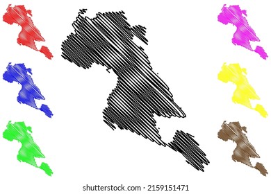 Ammeron island (Kingdom of Sweden, lake Revsundssjon) map vector illustration, scribble sketch Ammerön map