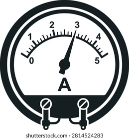 Ammeter Gauge Silhouette Icon Electrical Illustration