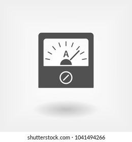 Ammeter icon in flat style. Physical measuring device