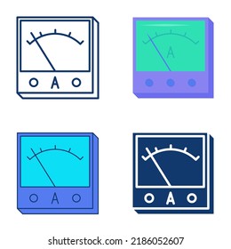 Das Ammeter Symbol ist flach und in Linienstil gesetzt. Messgerät zur Messung des Stroms im Stromkreis. Symbol für physische Ausrüstung. Vektorgrafik.