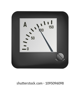 Ammeter to measure the current. Electrical equipment vector illustration. Microammeter.