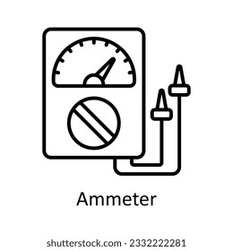 Ammeter Outline Icon Design illustration. Home Repair And Maintenance Symbol on White background EPS 10 File
