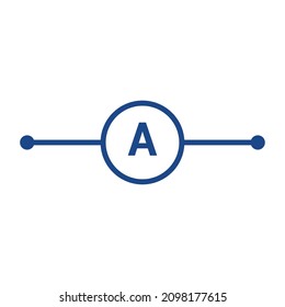 Ammeter symbol icon in electricity