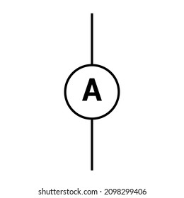 Ammeter symbol icon in electricity