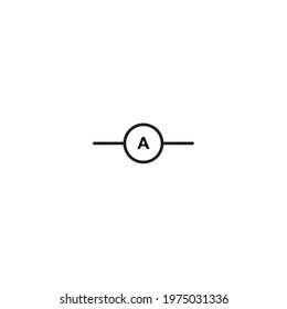 Ammeter symbol, Ammeter icon on electronic circuits