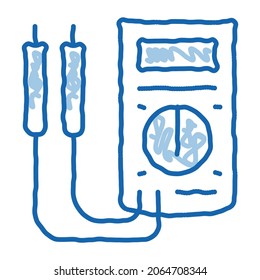 ammeter tool sketch icon vector. Hand drawn blue doodle line art ammeter tool sign. isolated symbol illustration
