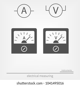 Ammeter and voltmeter icons. Physical measuring device