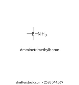 Amminetrimethylboron skeletal structure.Organoboron compound compound schematic illustration. Simple diagram, chemical structure.