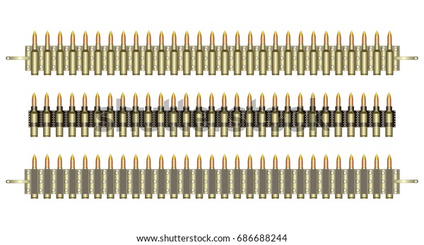 Ammo belt. Machine-gun belts on a white\
background. Color vector\
illustration