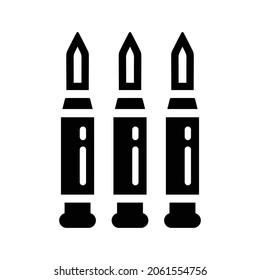 Ammo, icono de bala. Gráficos vectoriales negros.