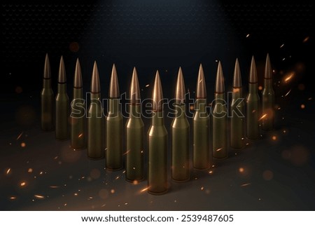 Ammo group on black background with sparks effect