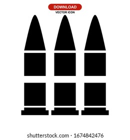 Icono de munición o logotipo símbolo de signo aislado ilustración vectorial - iconos vectoriales de estilo negro de alta calidad

