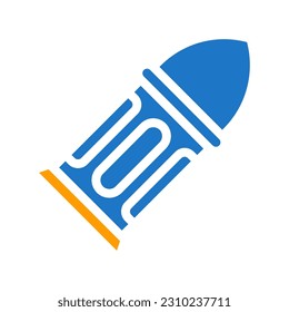 Mammo-Icon solide blau-orange-blaue Farbe Militär-Armeeelement und Symbol perfekt.