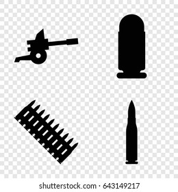 Ammo icons set. set of 4 ammo filled icons such as cannon, bullet