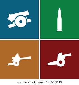 Ammo icons set. set of 4 ammo filled icons such as cannon