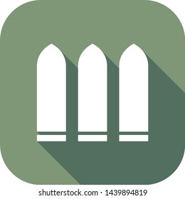 Ammo logo, flat icon vector design. Concept of bullet ammunition. Great for games, mobile app, web design, etc.