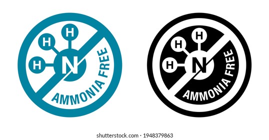 Icono circular plano de color libre de amoníaco - para tintes de pelo no amoniaco. emblema del vector