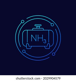 ammonia, NH3 gas tank line vector icon