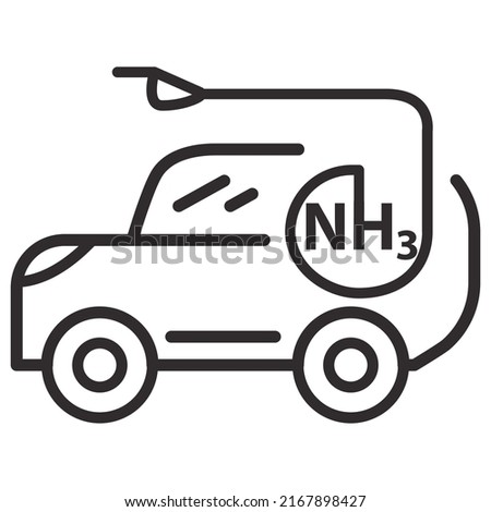 Ammoniac gas fuel car.Transport uses NH3. Automobiles with ammoniac motor.Clean transportation concept.Outline vector illustration. Isolated on white background.Off-road vehicle