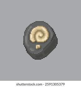 Ammonite fossil, pixel art object