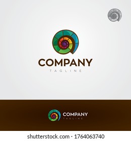 Ammonite Shell logo vector illustration template template