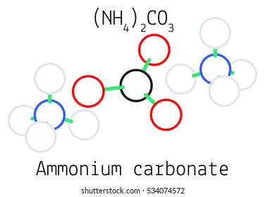 Ammonium carbonate N2H8CO3 molecule isolated on white