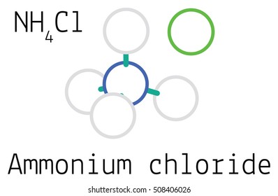 Ammonium chloride NH4Cl molecule isolated on white