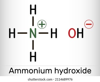 Ammonium hydroxide, ammonia solution, NH4OH molecule. Skeletal chemical formula. Vector illustration