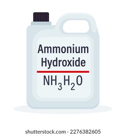 Ammonium Hydroxide solution in a bottle isolated on a white background