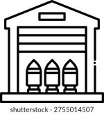 Ammunition Depot Icon with Bullets and Storage