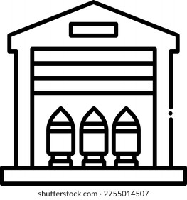 Ammunition Depot Icon with Bullets and Storage