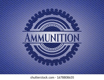 Emblema de munición con textura de denim. Ilustración vectorial. Detallado.