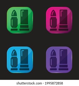 Ammunition four color glass button icon