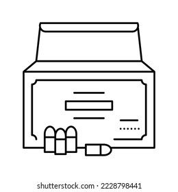 vector de icono de la línea de accesorios de cañón de munición. señal de accesorio de arma de fuego de munición. símbolo de contorno aislado ilustración negra
