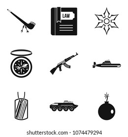 Ammunition icons set. Simple set of 9 ammunition vector icons for web isolated on white background