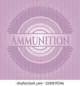 Ammunition pink emblem. Vintage. Vector Illustration. Detailed.