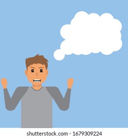 El hombre se enojó con algo. Diseño plano de ilustración vectorial de personajes