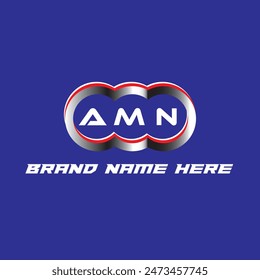 AMN letter logo vector unique attractive creative modern initial design white color on blue color background AMN letter logo icon design
