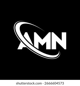 AMN-Logo. Logo-Design für AMN-Buchstaben. Initialen AMN-Logo mit Kreis und Großbuchstaben-Monogramm-Logo verbunden. AMN Typografie für Technologie, Business und Immobilien Marke.