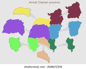 Amnat Charoen province by district. vector