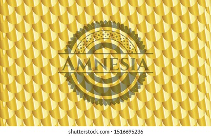 Amnesia gold badge. Scales pattern. Vector Illustration. Detailed.