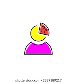 amnesia line icon color purple and yellow vector with mental health theme