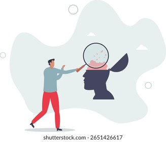Amnesia losing memory, brain dementia, alzheimer disease, mental illness, thinking or remember disorder, character life .