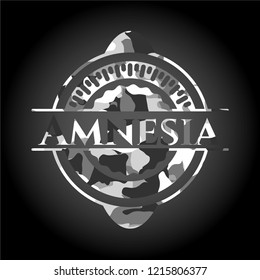 Amnesia on grey camouflaged texture